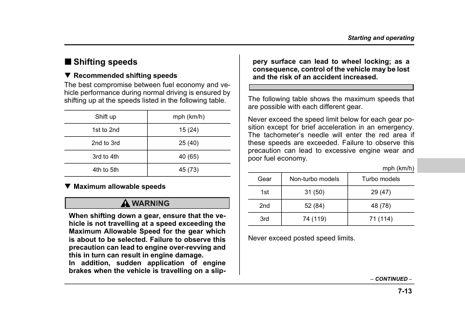 Shifting speeds | Subaru 2006 Baja User Manual | Page 266 / 487