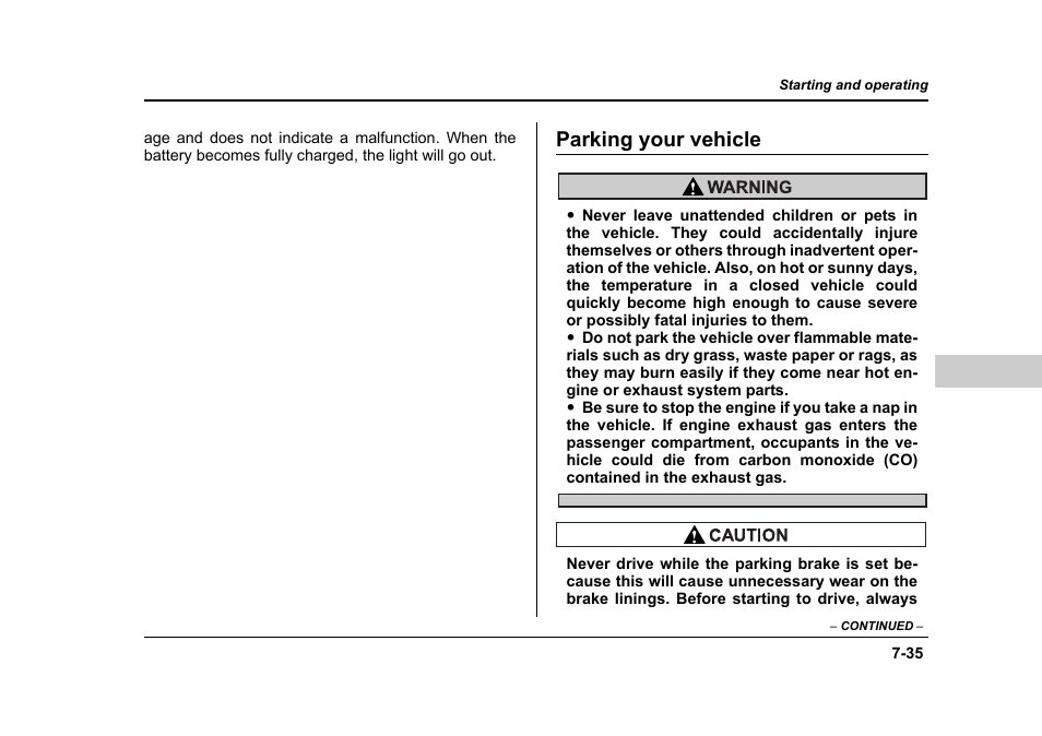 Parking your vehicle | Subaru 2006 Baja User Manual | Page 288 / 487