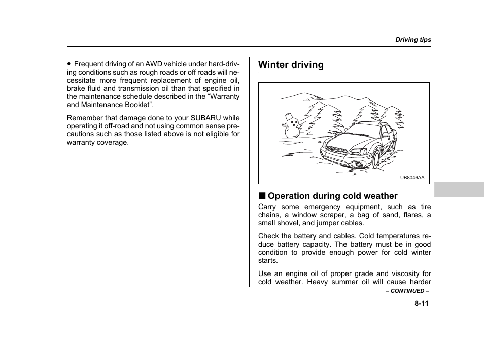 Winter driving | Subaru 2006 Baja User Manual | Page 304 / 487