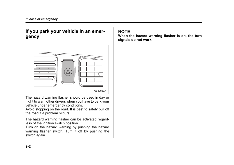 If you park your vehicle in an emer- gency | Subaru 2006 Baja User Manual | Page 331 / 487