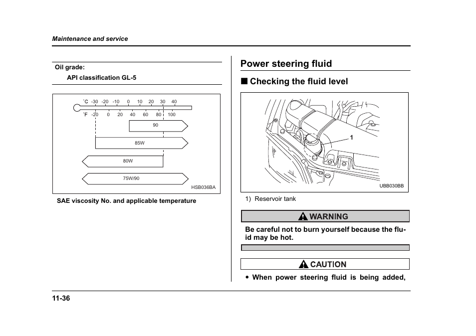 Power steering fluid, Checking the fluid level | Subaru 2006 Baja User Manual | Page 401 / 487