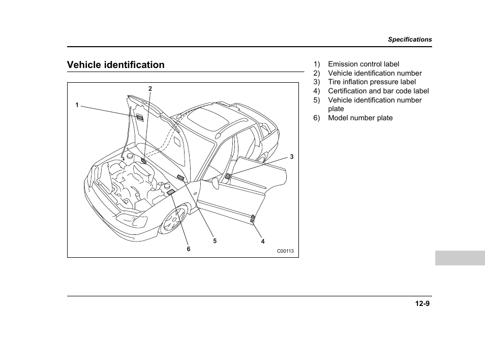 Vehicle identification | Subaru 2006 Baja User Manual | Page 456 / 487