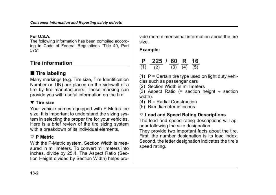 Tire information | Subaru 2006 Baja User Manual | Page 459 / 487