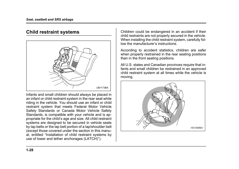 Child restraint systems | Subaru 2006 Baja User Manual | Page 53 / 487