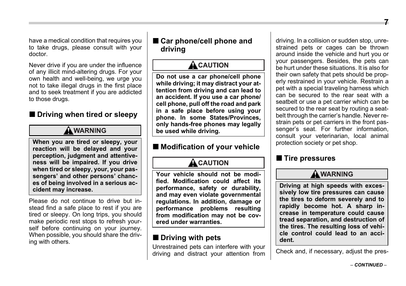 Subaru 2006 B9 Tribeca User Manual | Page 10 / 377