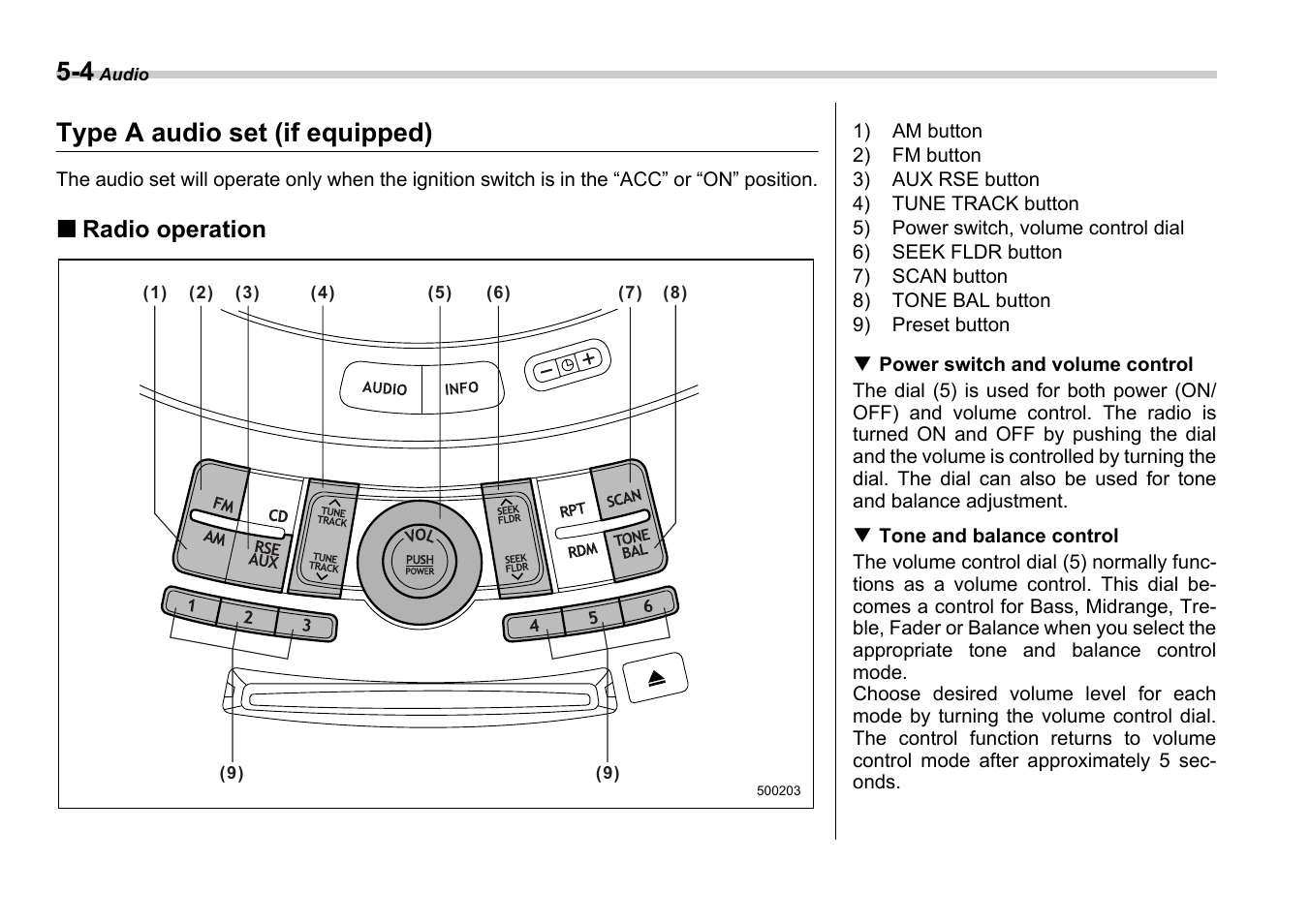 Type a audio set (if equipped) | Subaru 2006 B9 Tribeca User Manual | Page 175 / 377