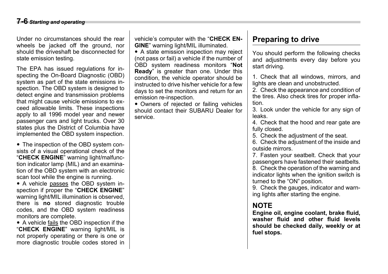 Preparing to drive | Subaru 2006 B9 Tribeca User Manual | Page 221 / 377