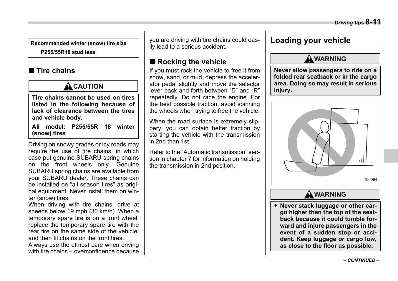 Loading your vehicle | Subaru 2006 B9 Tribeca User Manual | Page 256 / 377