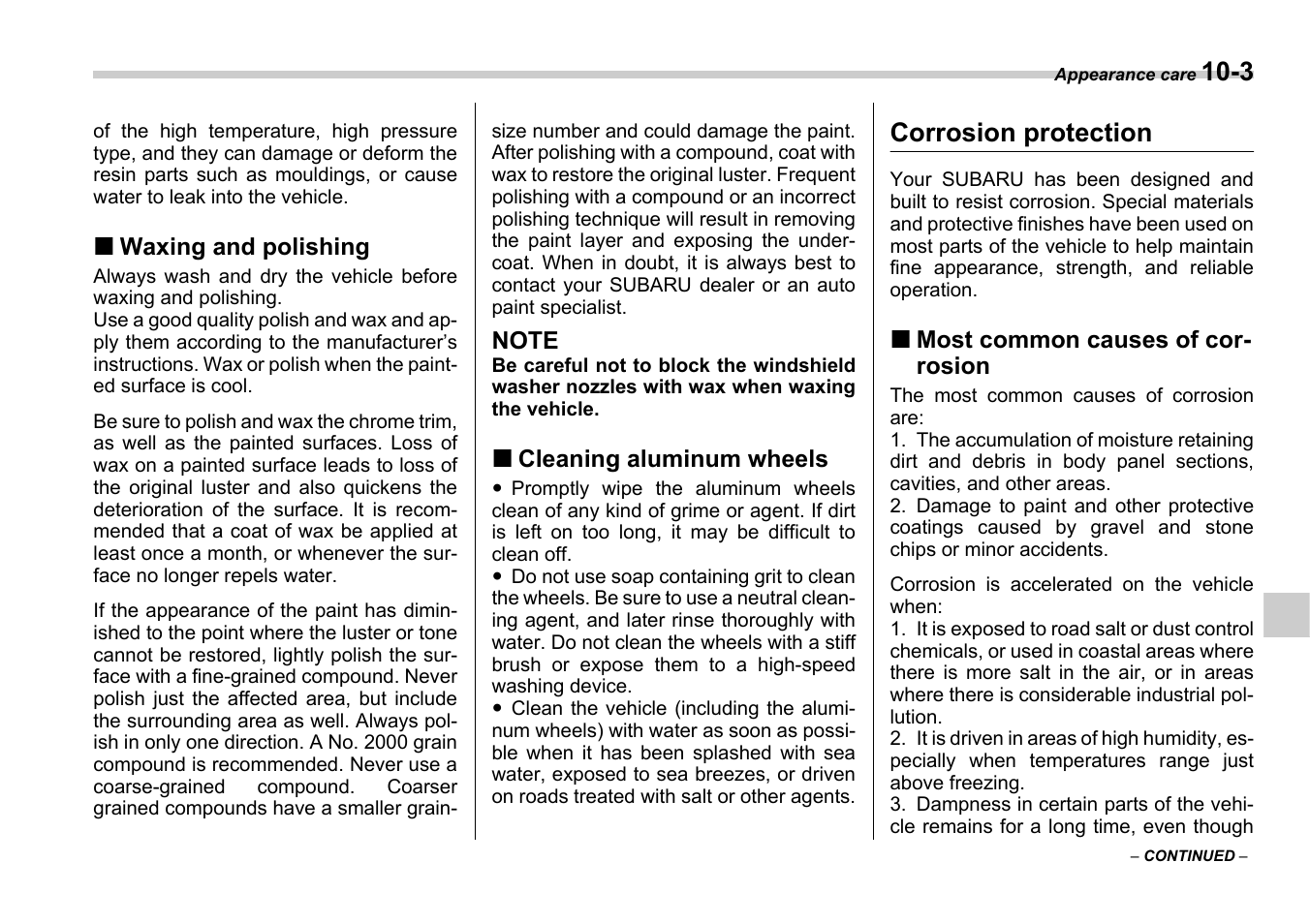 Corrosion protection | Subaru 2006 B9 Tribeca User Manual | Page 294 / 377