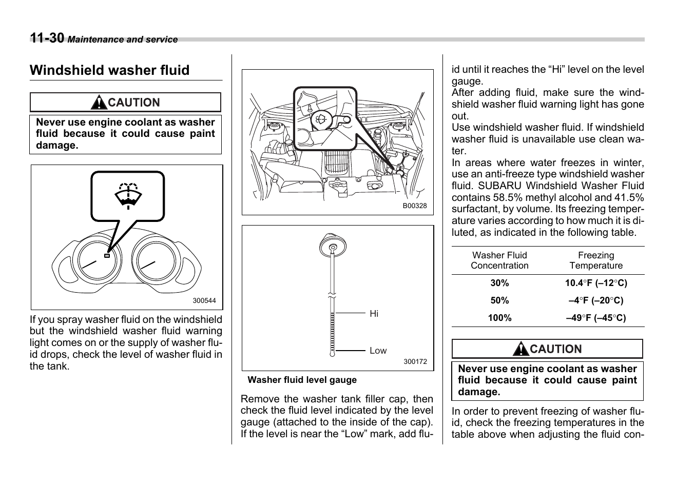 Windshield washer fluid | Subaru 2006 B9 Tribeca User Manual | Page 327 / 377