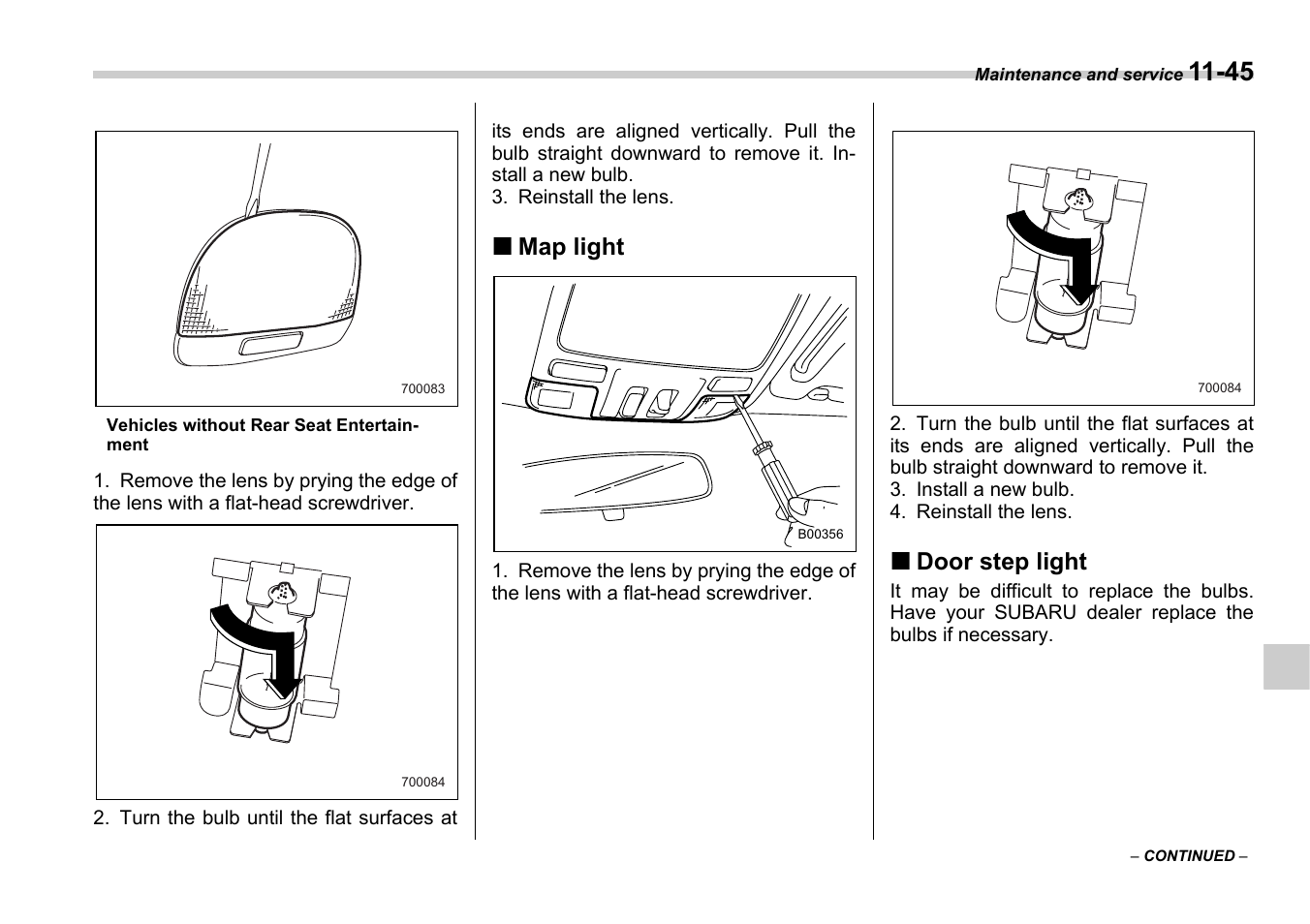 Map light, Door step light | Subaru 2006 B9 Tribeca User Manual | Page 342 / 377