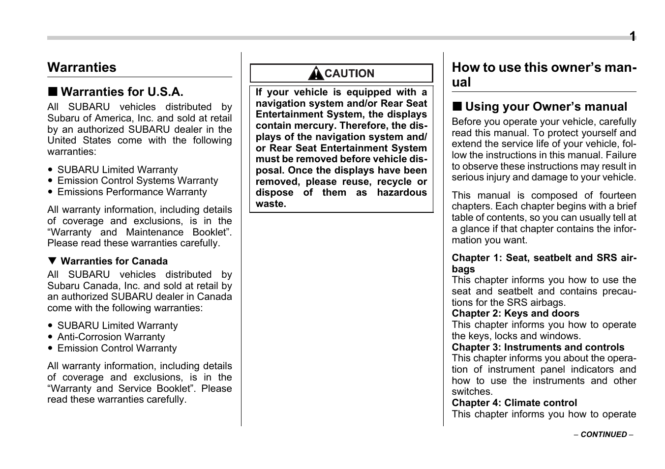 Msa5m0602a_3, Warranties, How to use this owner’s man- ual | Subaru 2006 B9 Tribeca User Manual | Page 4 / 377