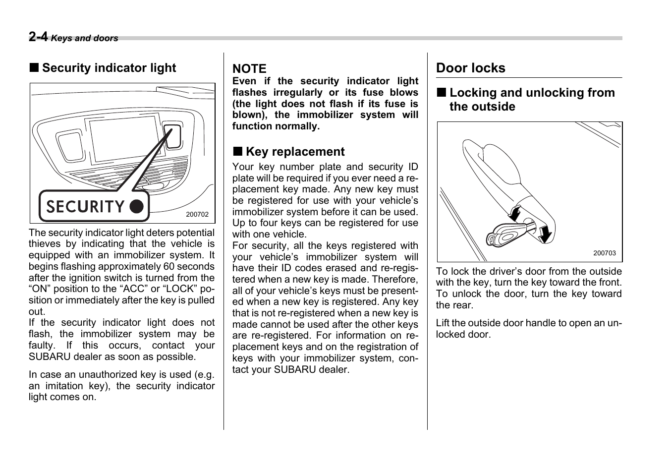 Door locks | Subaru 2006 B9 Tribeca User Manual | Page 99 / 377