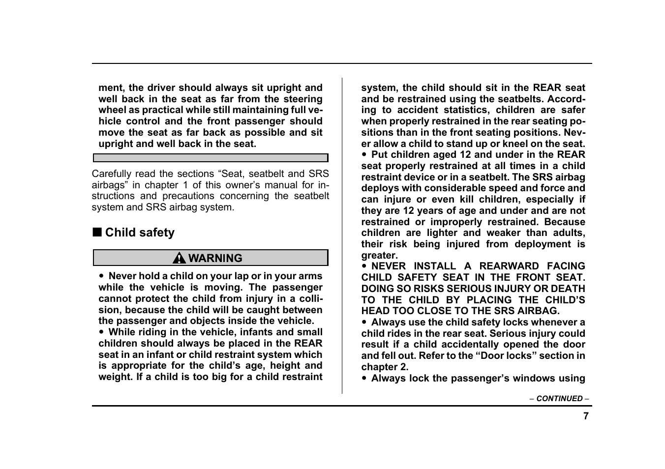 Subaru 2005 Legacy User Manual | Page 10 / 627