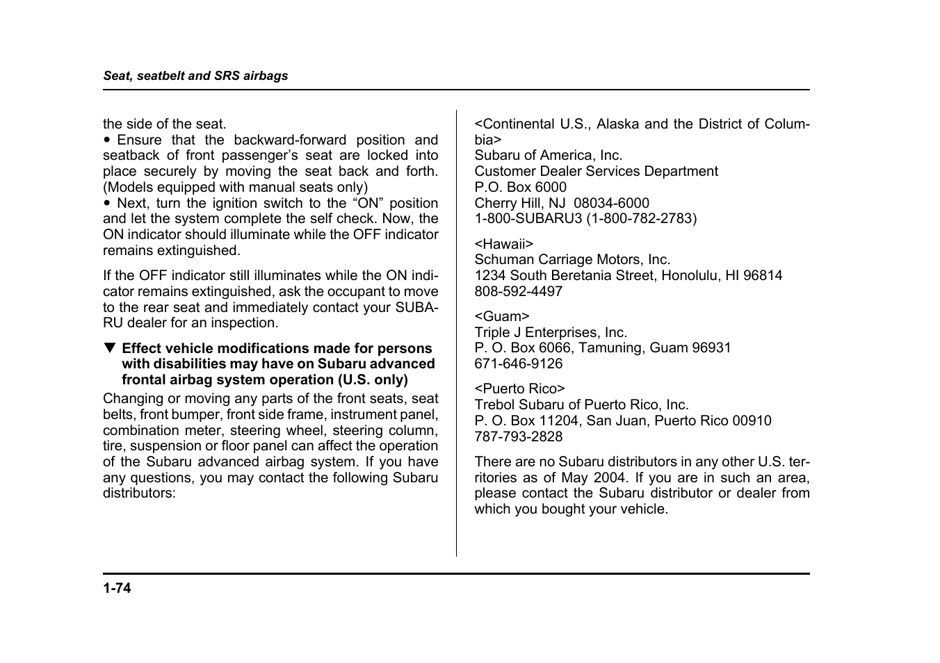 Subaru 2005 Legacy User Manual | Page 105 / 627