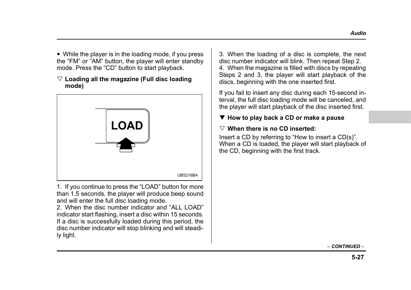 Load | Subaru 2005 Legacy User Manual | Page 282 / 627