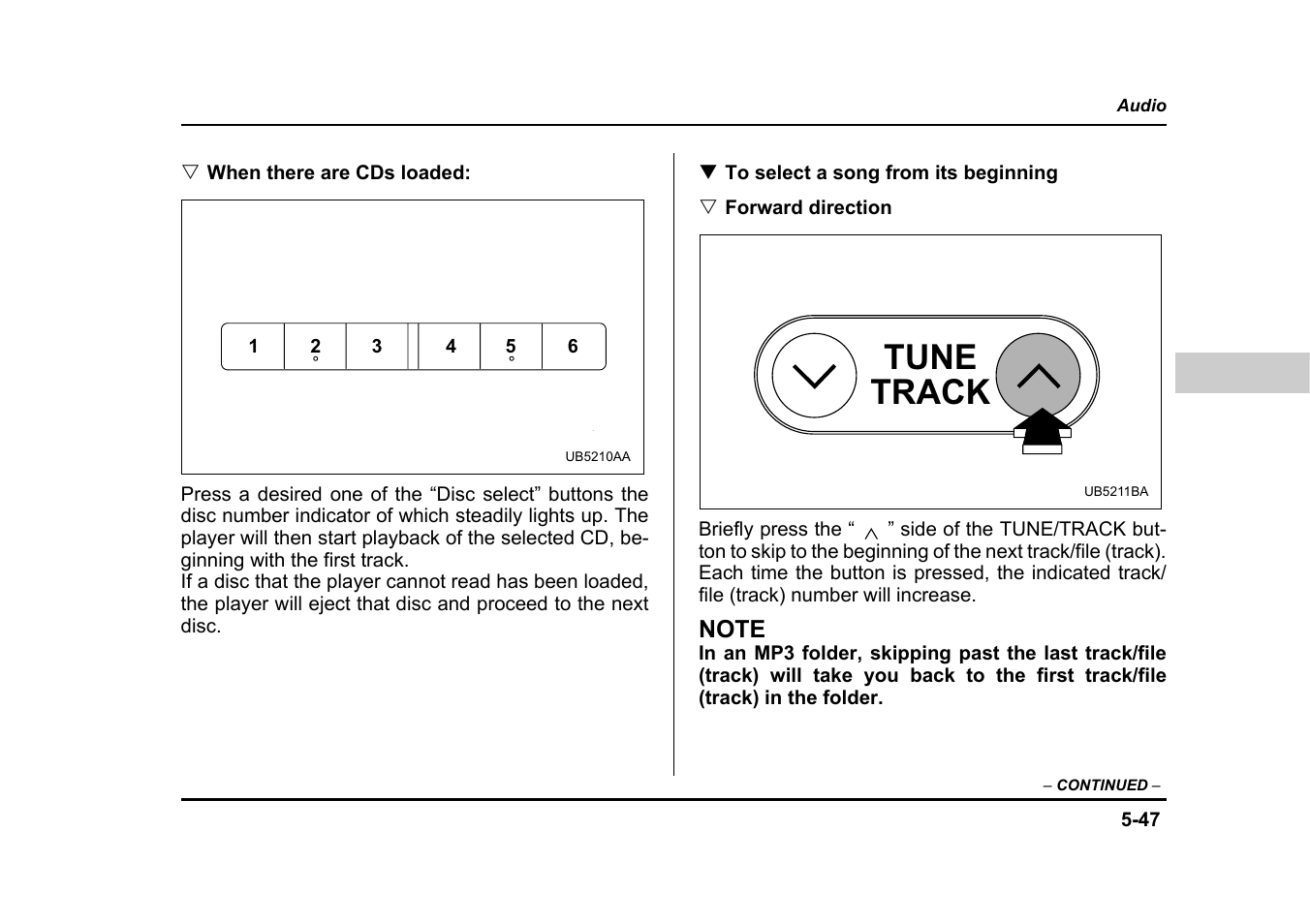 Tune track | Subaru 2005 Legacy User Manual | Page 302 / 627