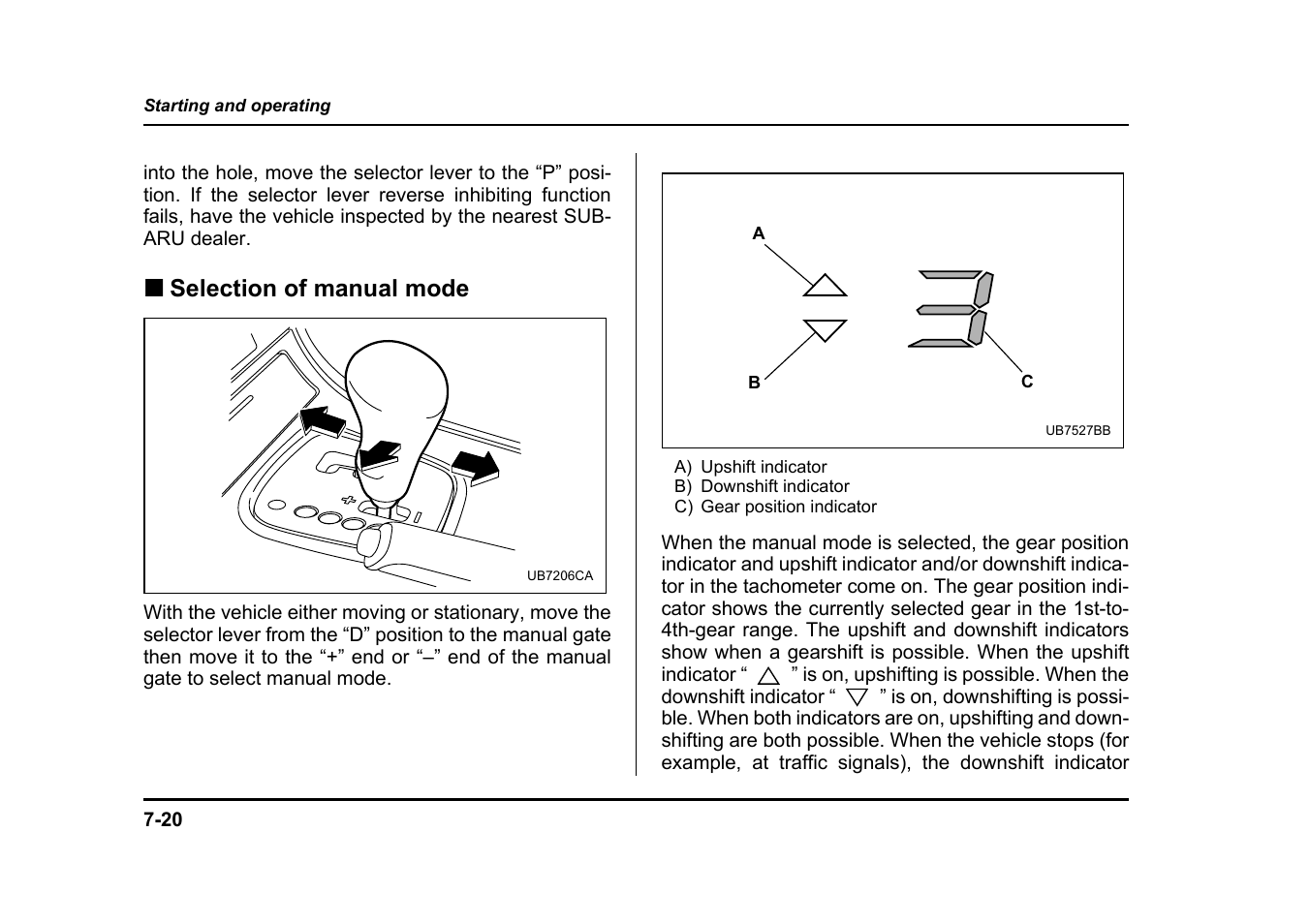 Selection of manual mode | Subaru 2005 Legacy User Manual | Page 375 / 627