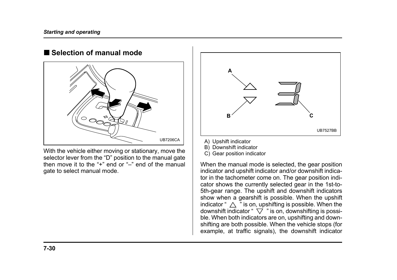 Selection of manual mode | Subaru 2005 Legacy User Manual | Page 385 / 627