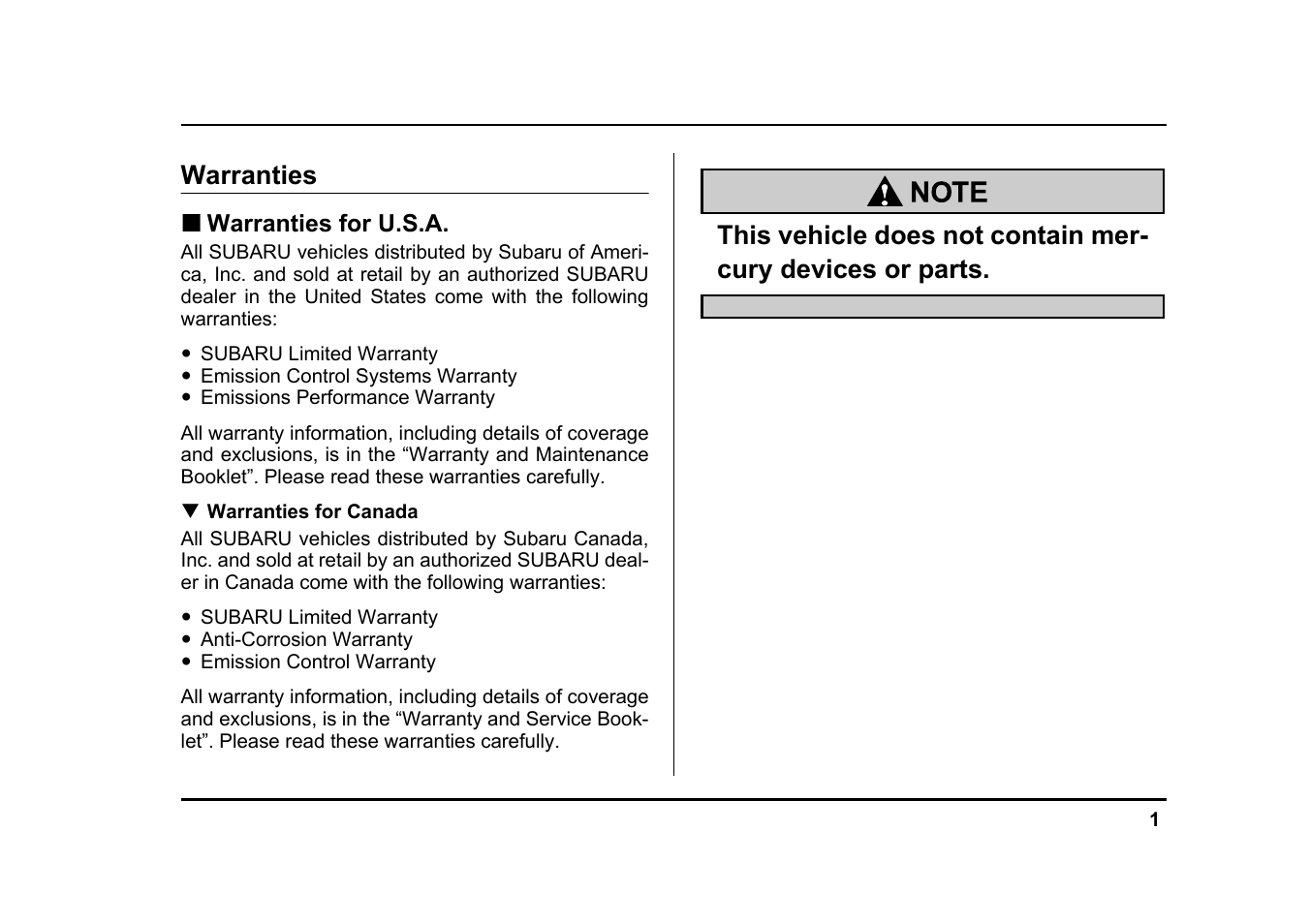 Msa5m0504a_2, Warranties | Subaru 2005 Legacy User Manual | Page 4 / 627