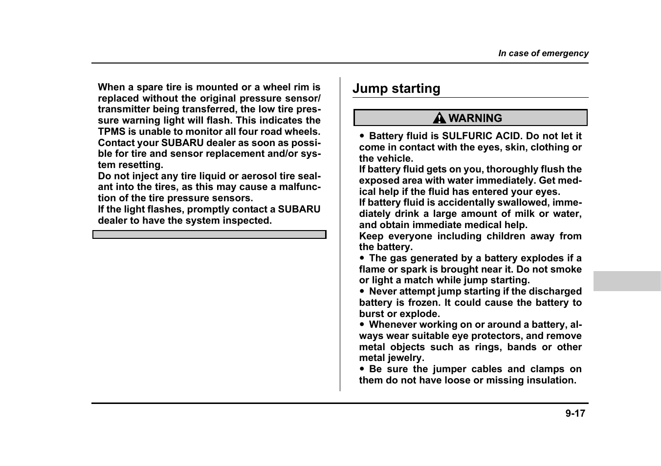 Jump starting | Subaru 2005 Legacy User Manual | Page 472 / 627