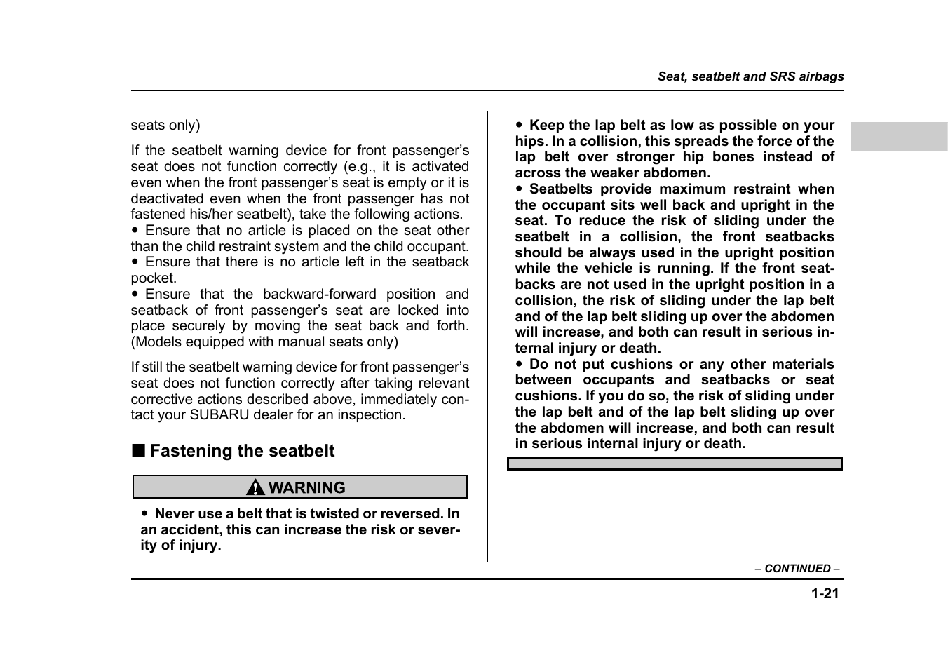 Subaru 2005 Legacy User Manual | Page 52 / 627