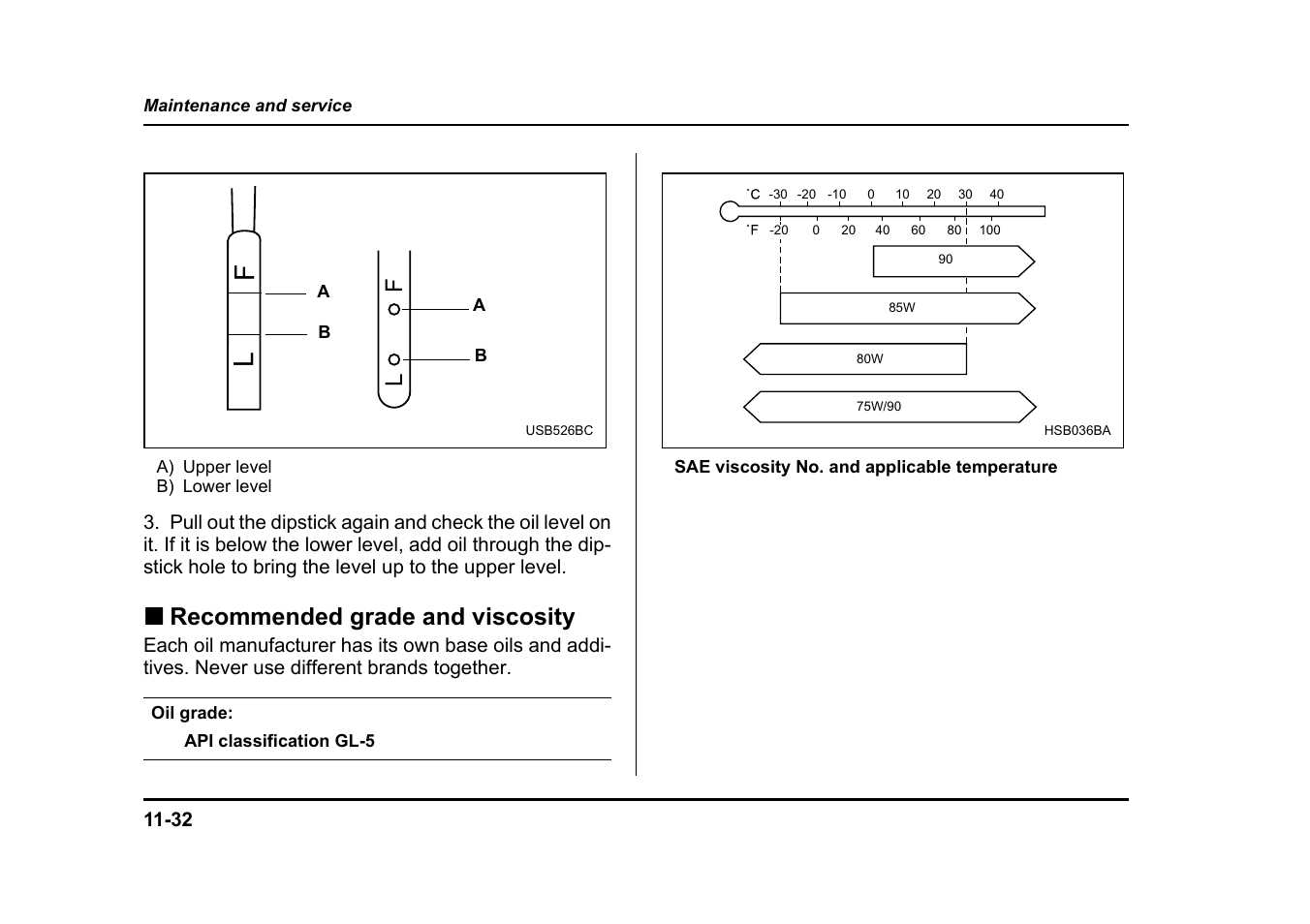 Recommended grade and viscosity | Subaru 2005 Legacy User Manual | Page 531 / 627