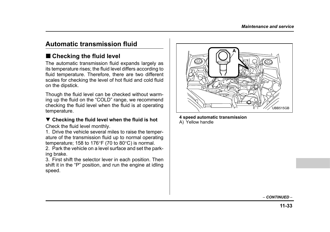 Automatic transmission fluid | Subaru 2005 Legacy User Manual | Page 532 / 627