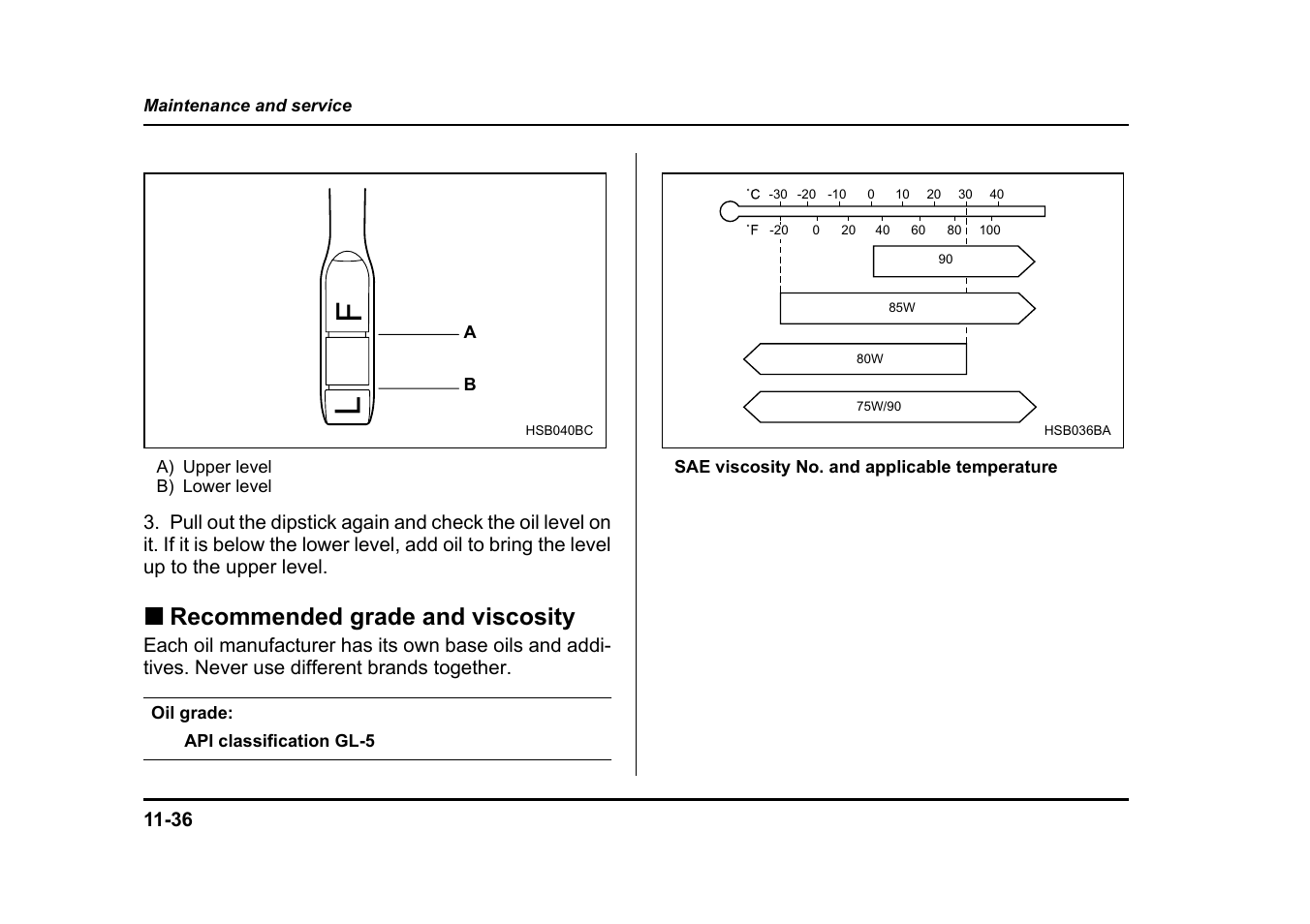Recommended grade and viscosity | Subaru 2005 Legacy User Manual | Page 535 / 627