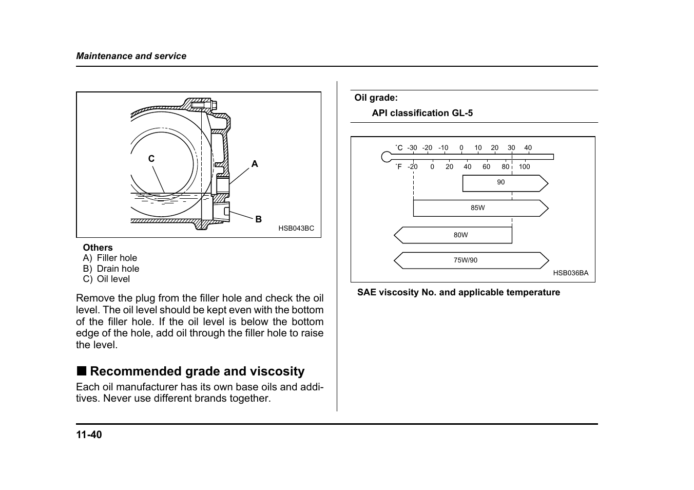 Recommended grade and viscosity | Subaru 2005 Legacy User Manual | Page 539 / 627