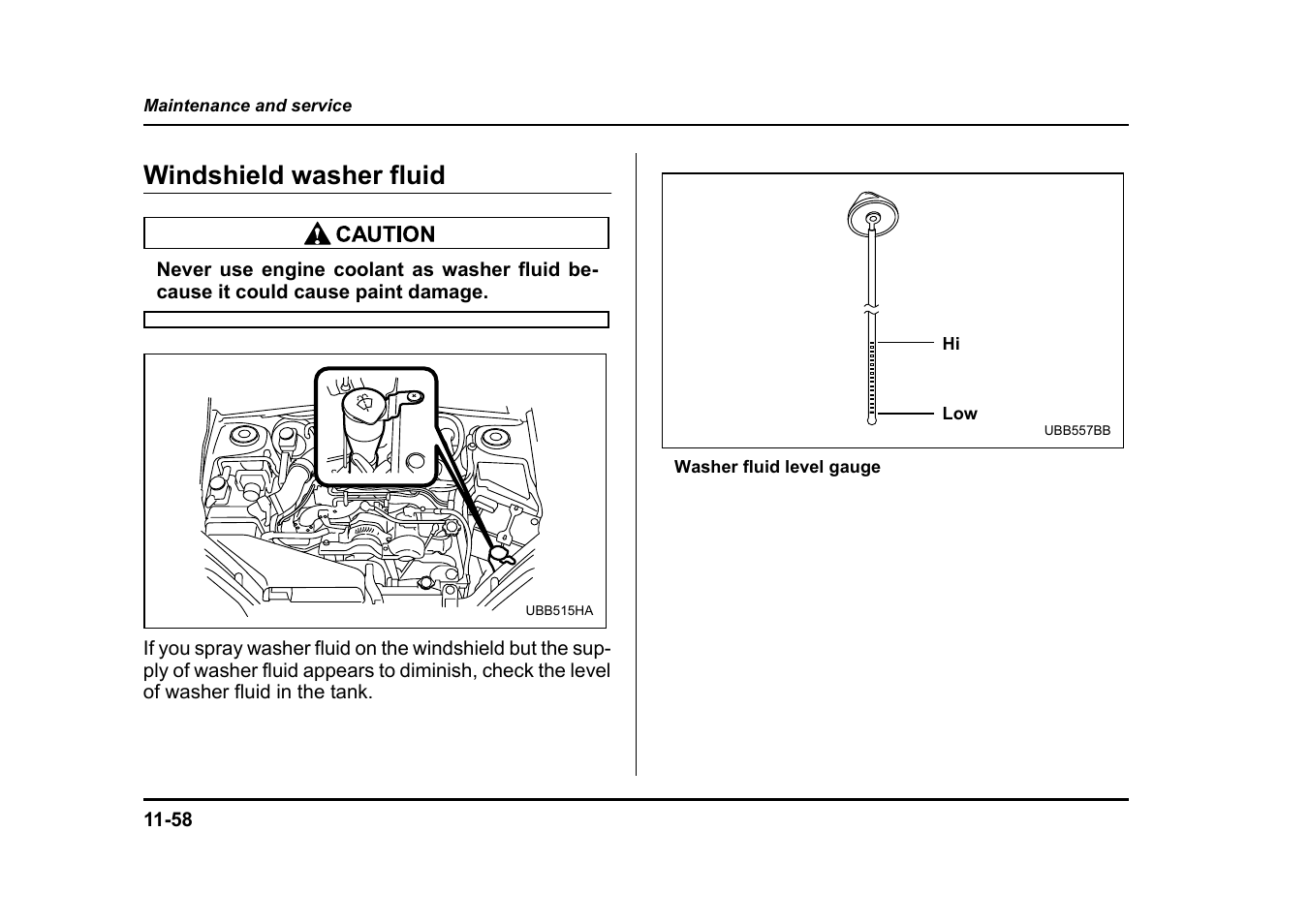 Windshield washer fluid | Subaru 2005 Legacy User Manual | Page 557 / 627