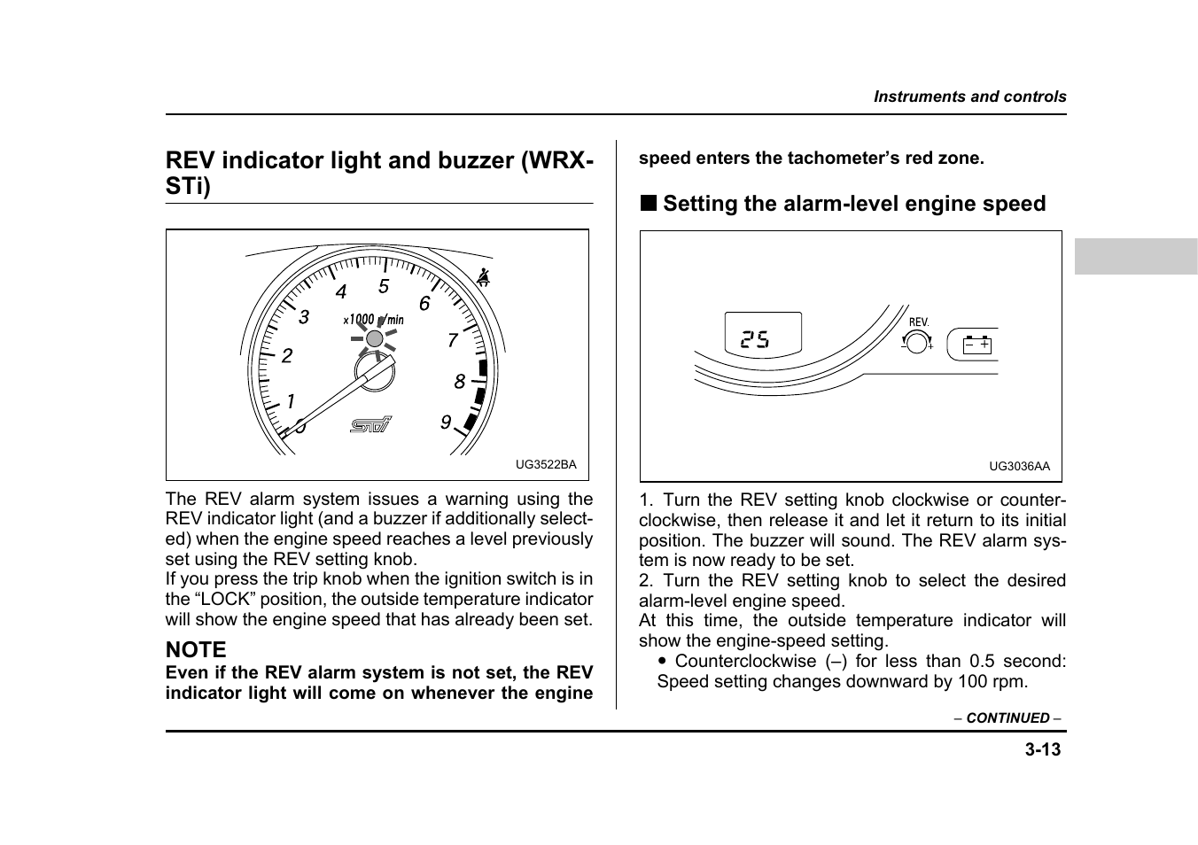 Rev indicator light and buzzer (wrx- sti) | Subaru 2005 Impreza User Manual | Page 152 / 507