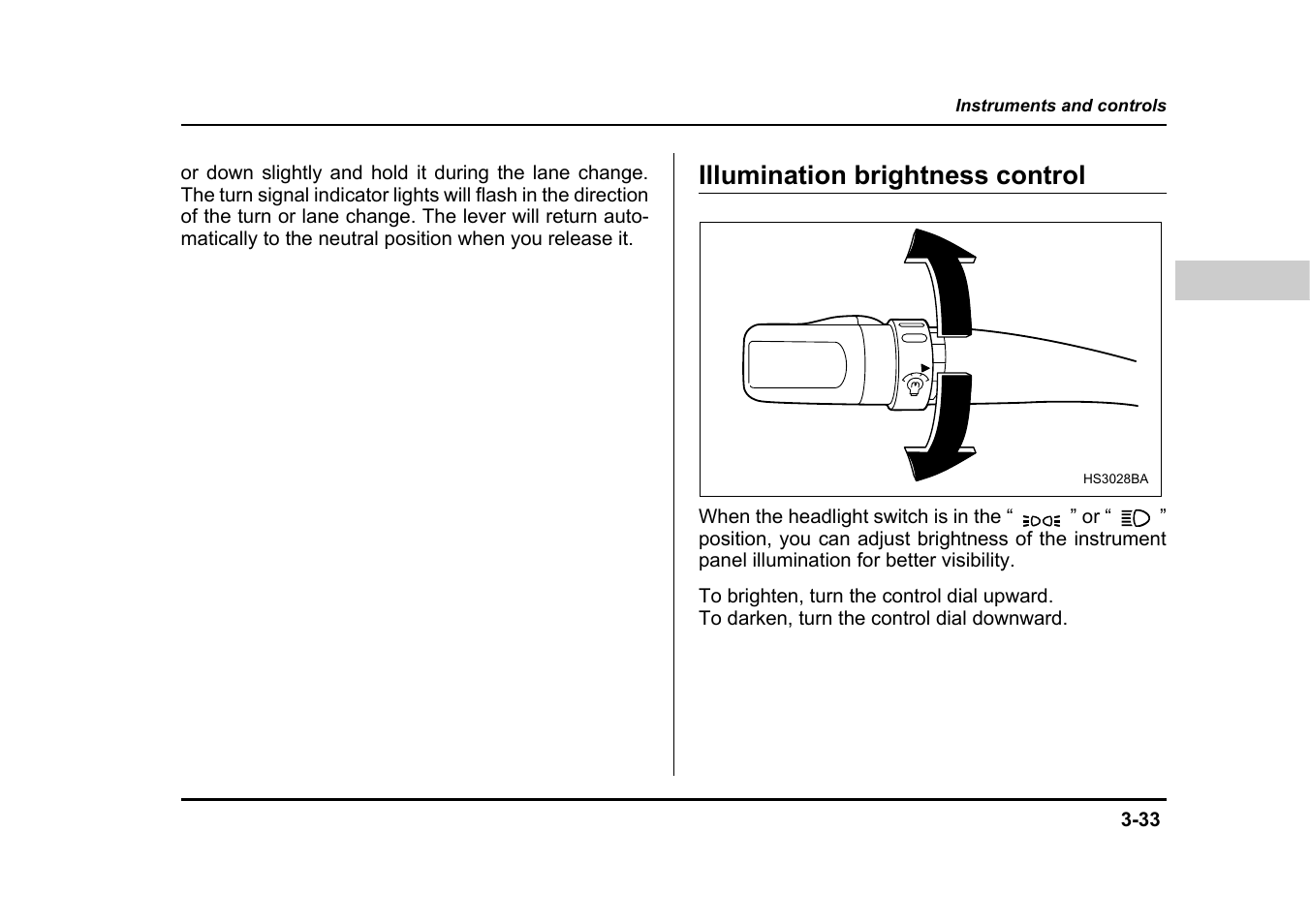 Illumination brightness control | Subaru 2005 Impreza User Manual | Page 172 / 507