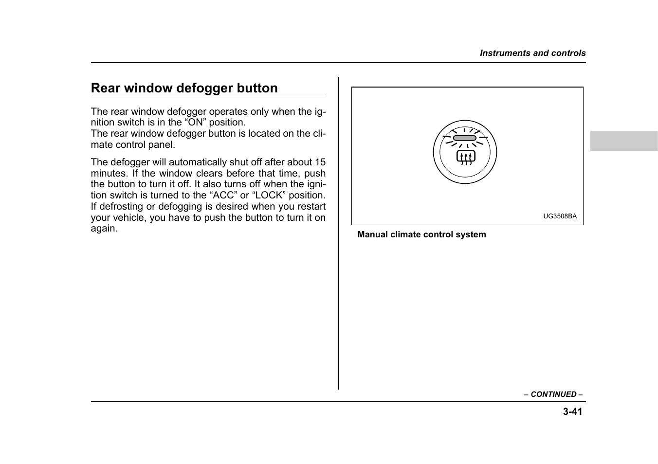 Rear window defogger button | Subaru 2005 Impreza User Manual | Page 180 / 507