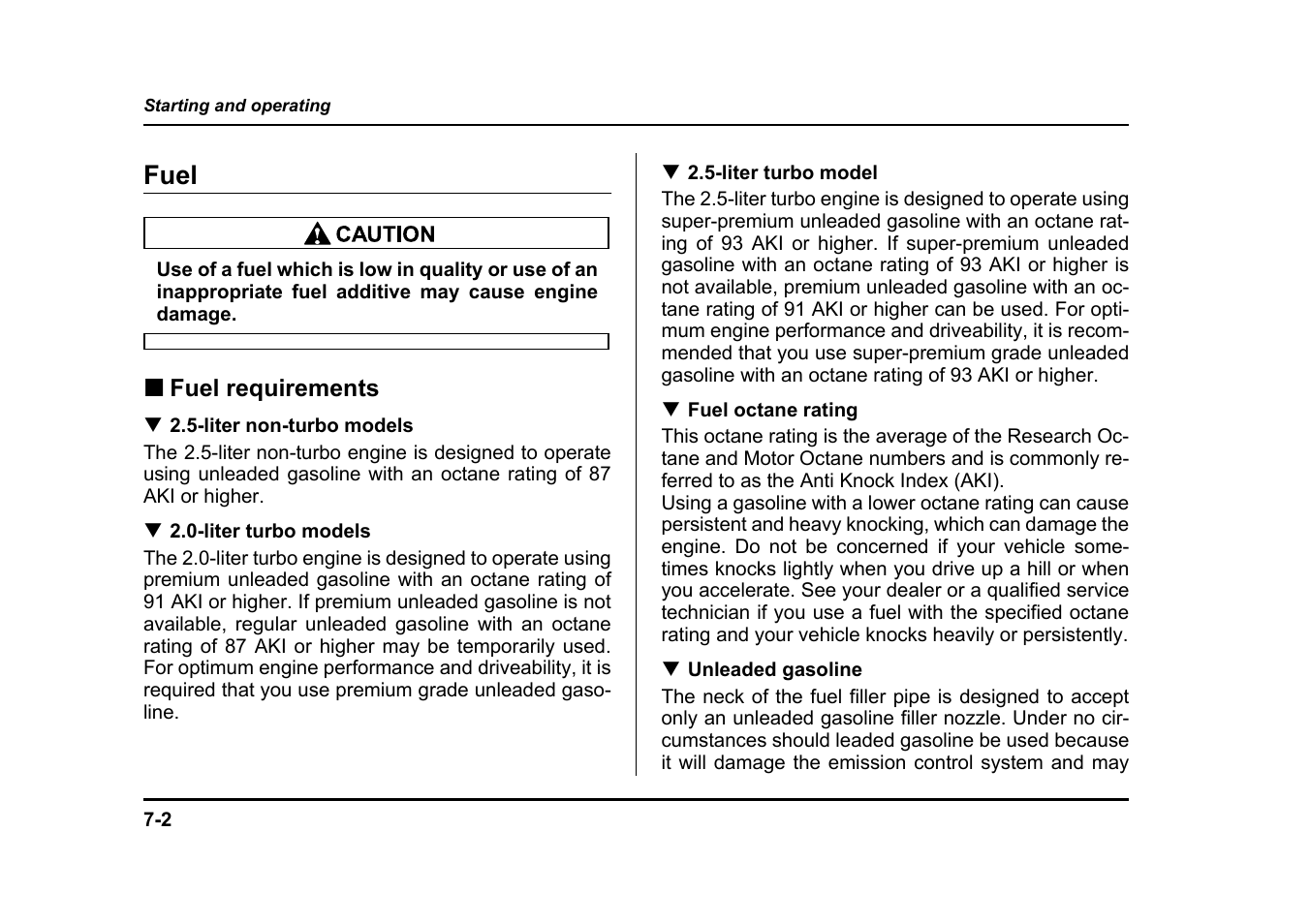 Fuel | Subaru 2005 Impreza User Manual | Page 265 / 507