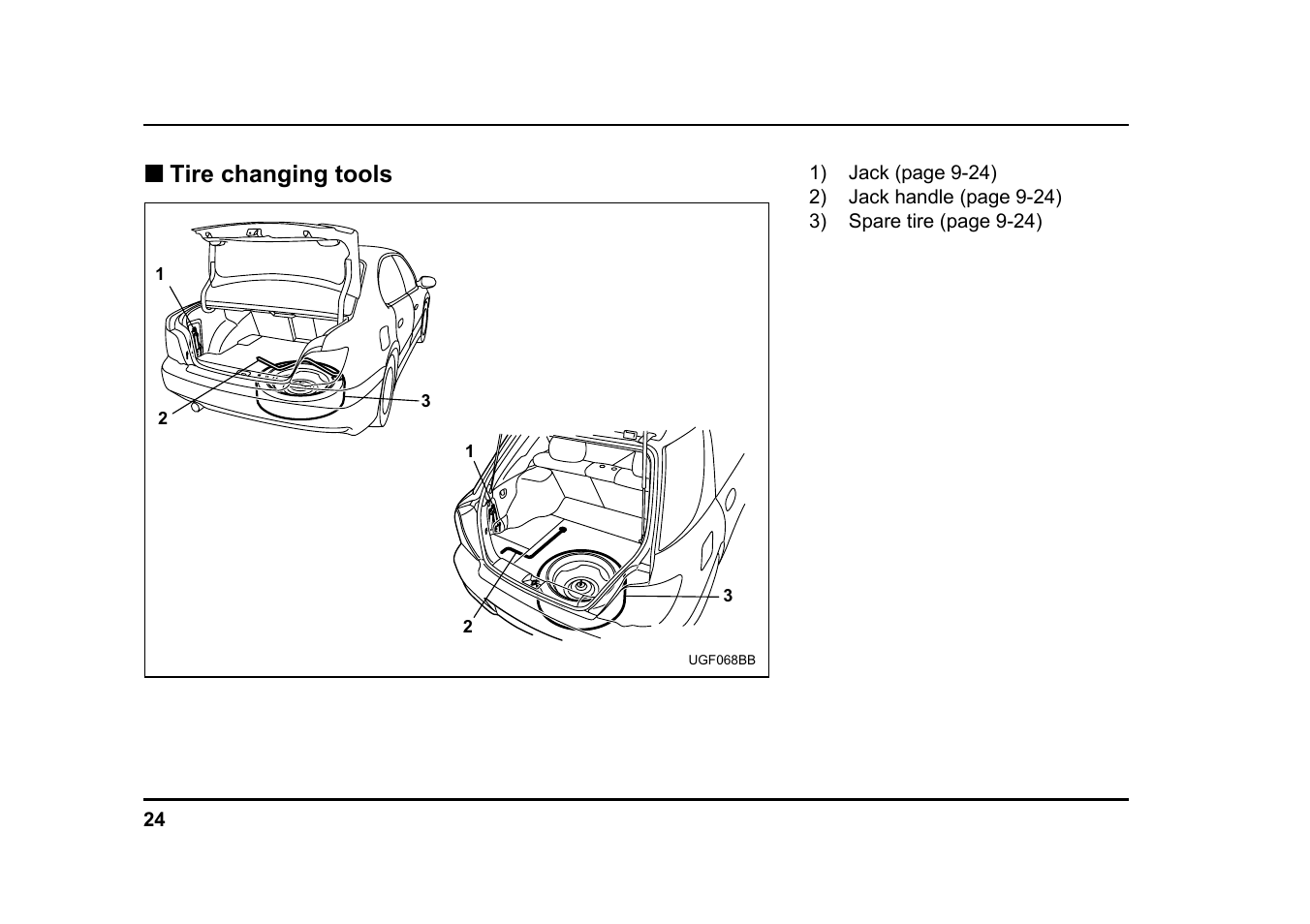 Tire changing tools | Subaru 2005 Impreza User Manual | Page 27 / 507