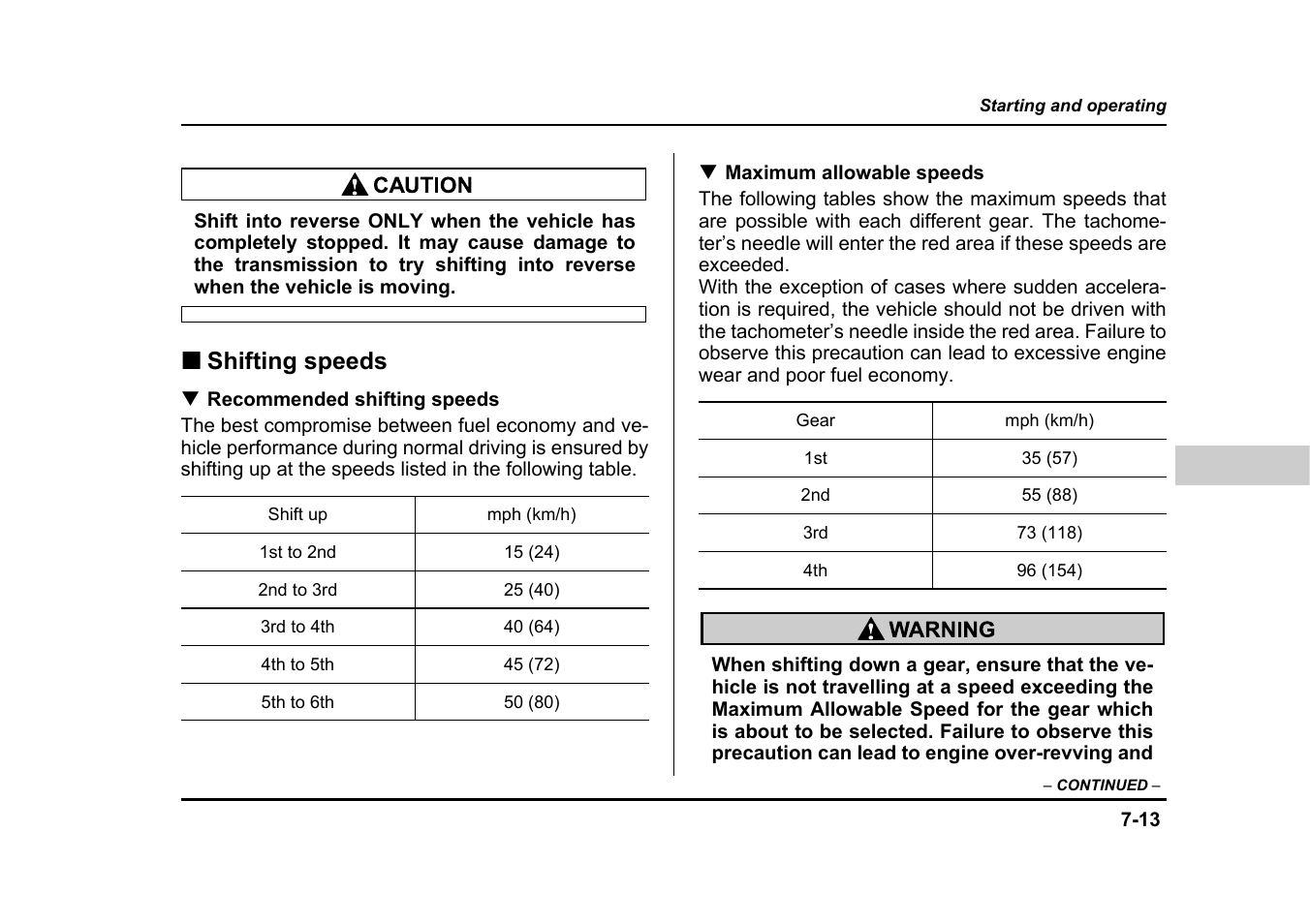 Shifting speeds | Subaru 2005 Impreza User Manual | Page 276 / 507