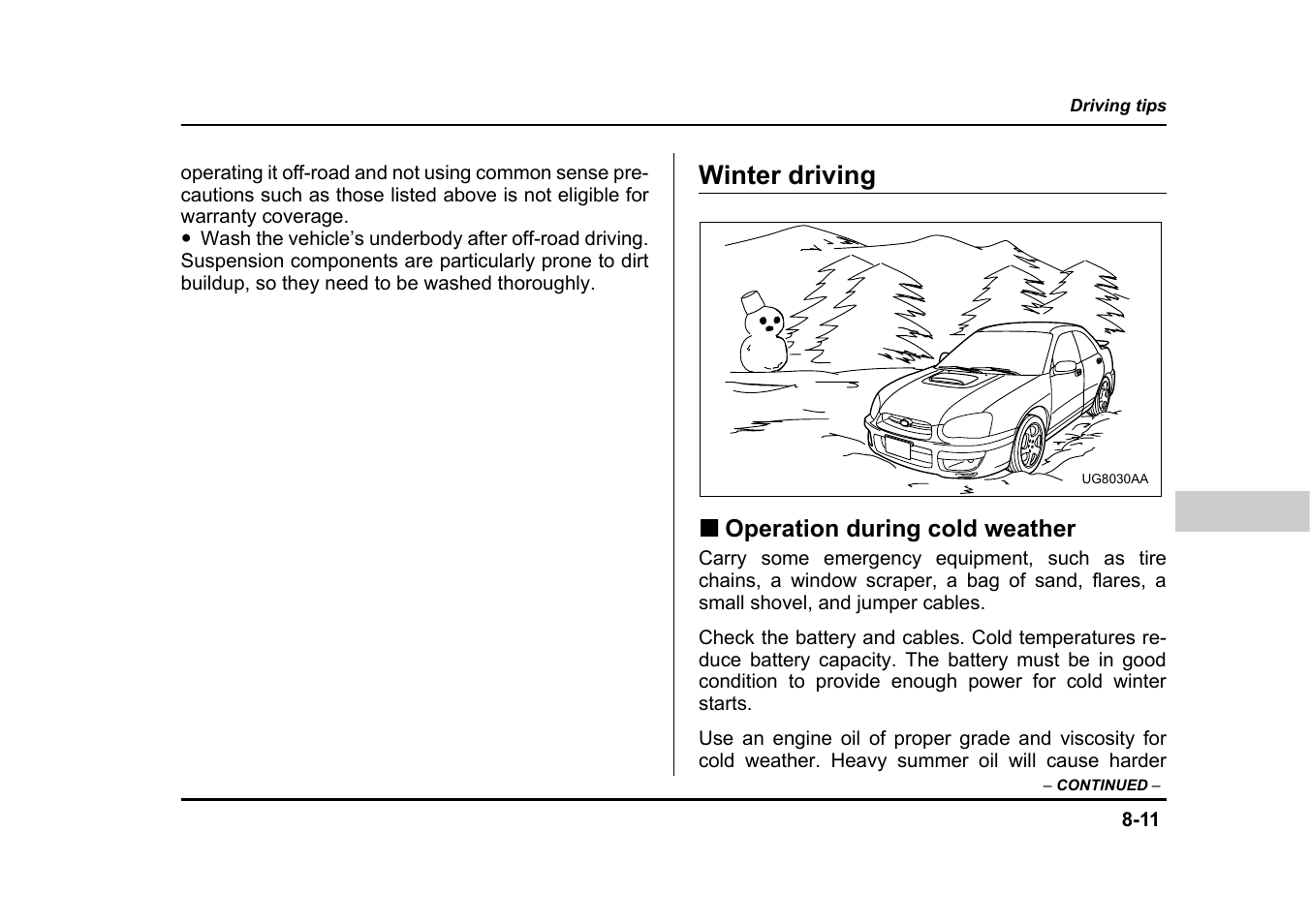 Winter driving | Subaru 2005 Impreza User Manual | Page 318 / 507