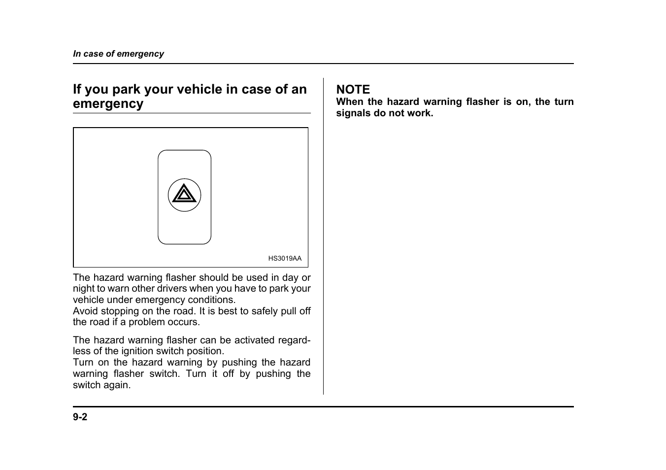 If you park your vehicle in case of an emergency | Subaru 2005 Impreza User Manual | Page 349 / 507