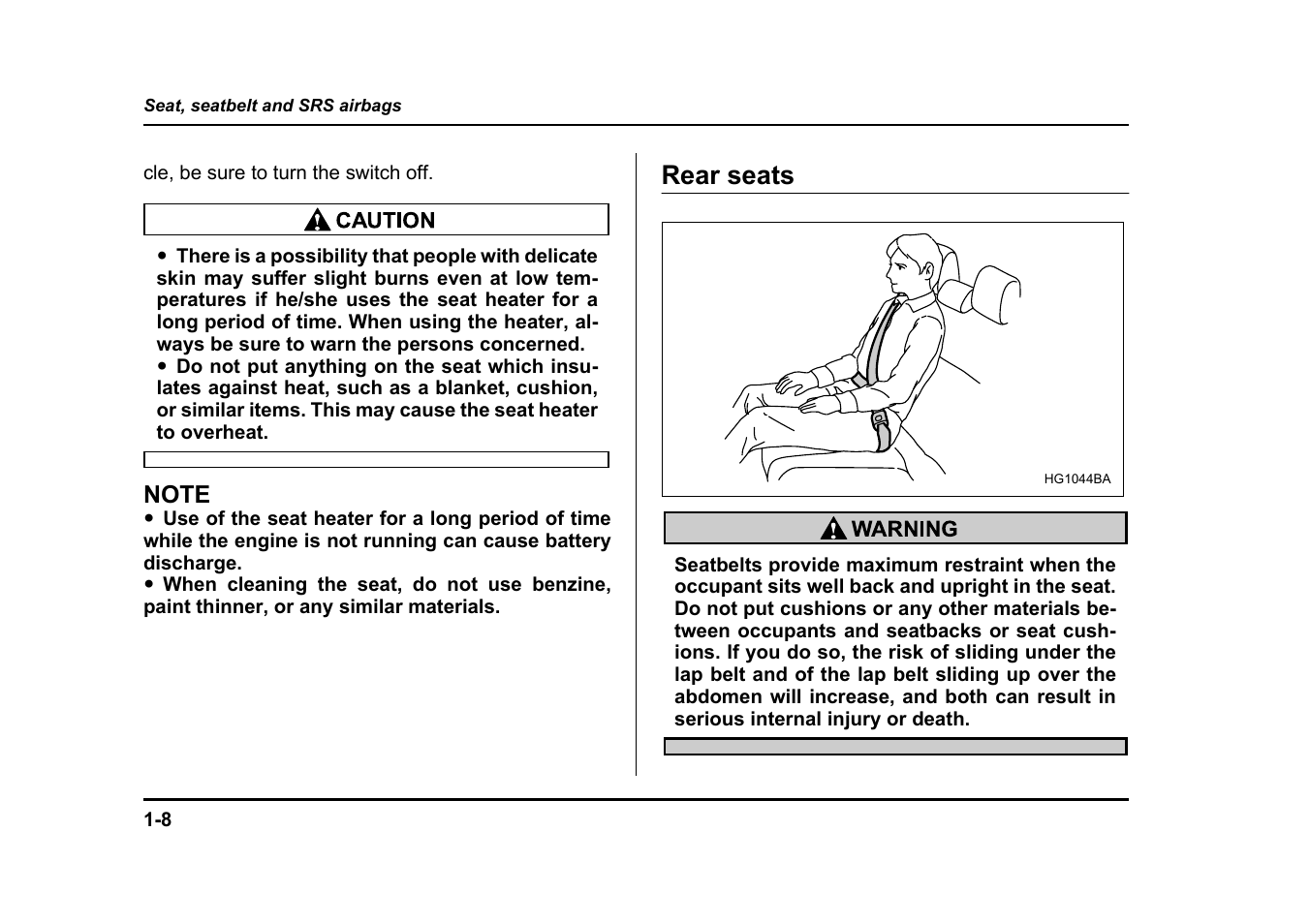 Rear seats | Subaru 2005 Impreza User Manual | Page 35 / 507