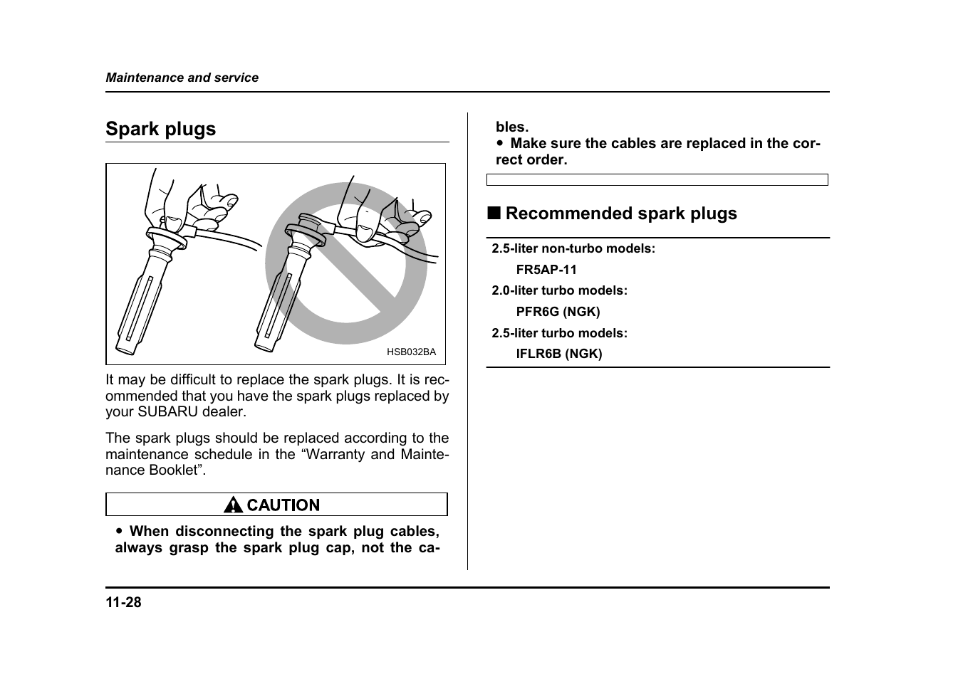Spark plugs | Subaru 2005 Impreza User Manual | Page 409 / 507