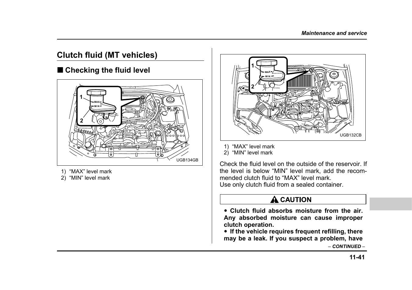 Clutch fluid (mt vehicles), Checking the fluid level | Subaru 2005 Impreza User Manual | Page 422 / 507