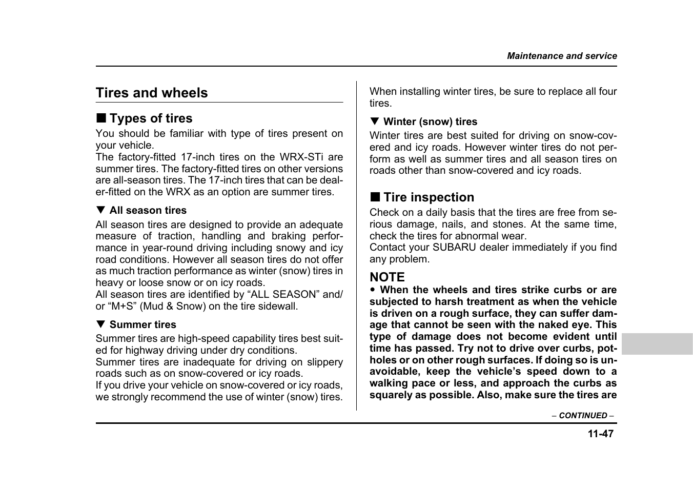 Tires and wheels | Subaru 2005 Impreza User Manual | Page 428 / 507