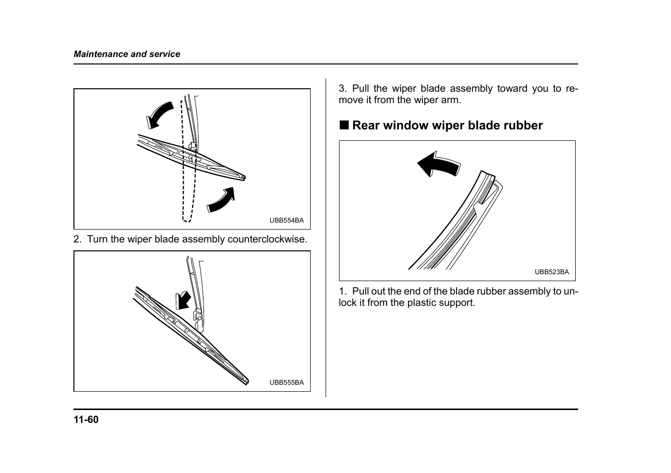 Rear window wiper blade rubber | Subaru 2005 Impreza User Manual | Page 441 / 507