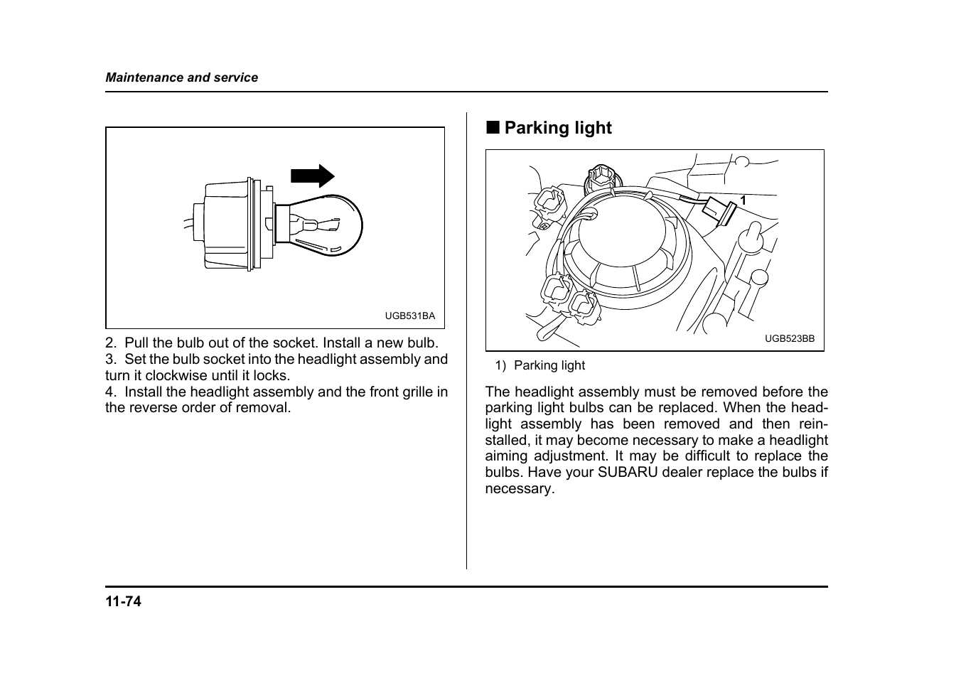 Parking light | Subaru 2005 Impreza User Manual | Page 455 / 507