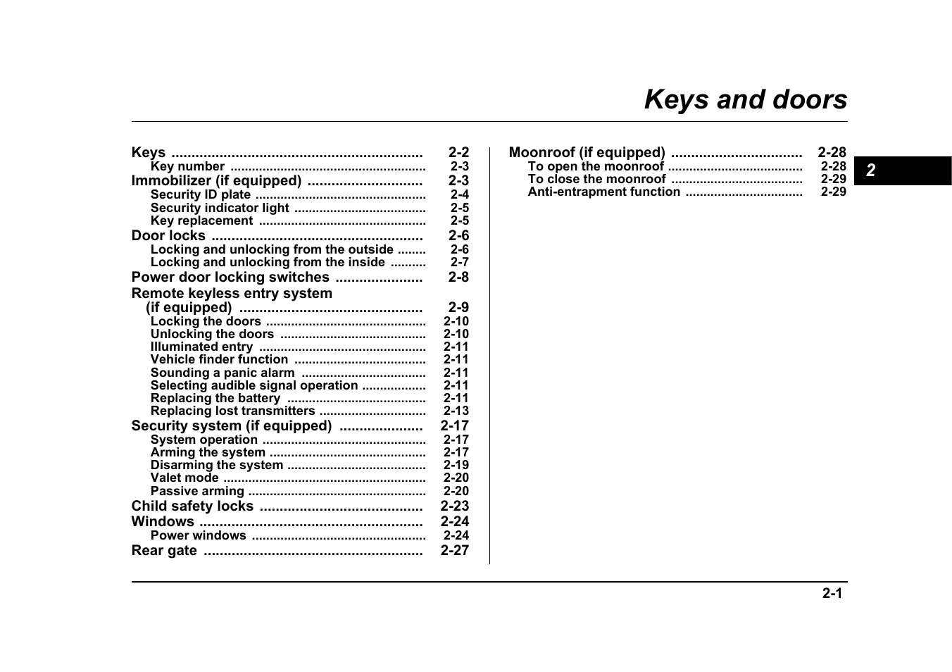 Msa5m0503a_9, Keys and doors | Subaru 2005 Forester 2.5X User Manual | Page 112 / 477