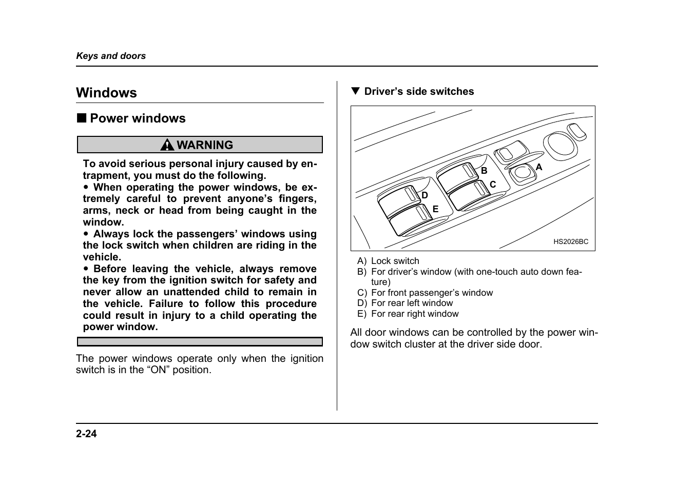 Windows | Subaru 2005 Forester 2.5X User Manual | Page 135 / 477