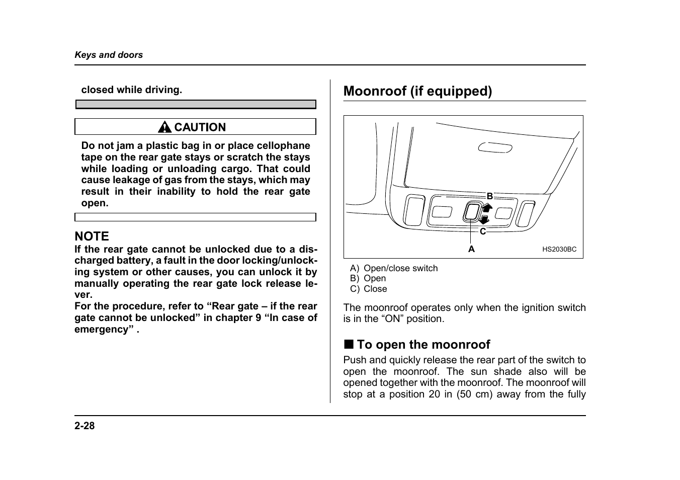 Moonroof (if equipped) | Subaru 2005 Forester 2.5X User Manual | Page 139 / 477