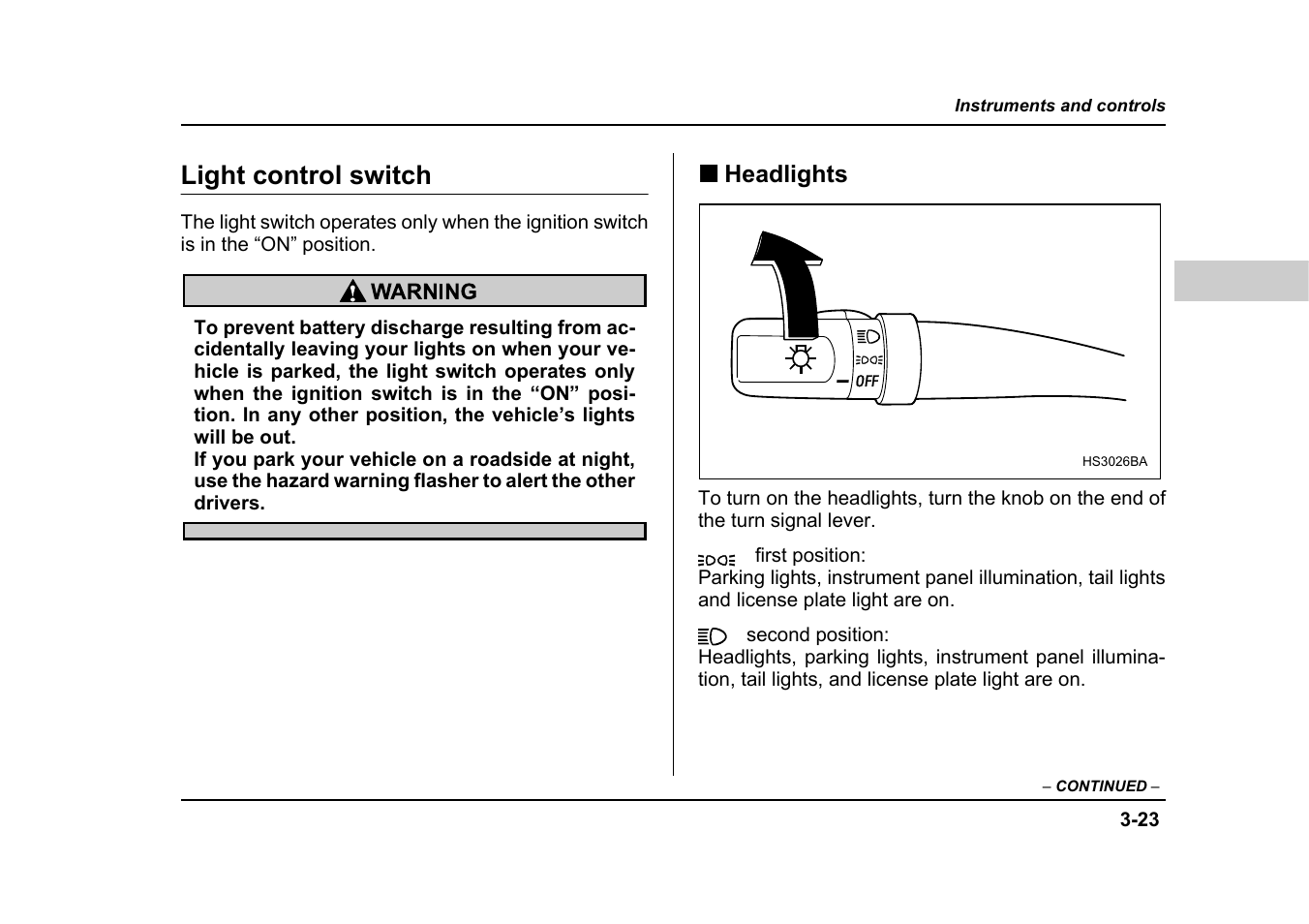 Light control switch | Subaru 2005 Forester 2.5X User Manual | Page 164 / 477