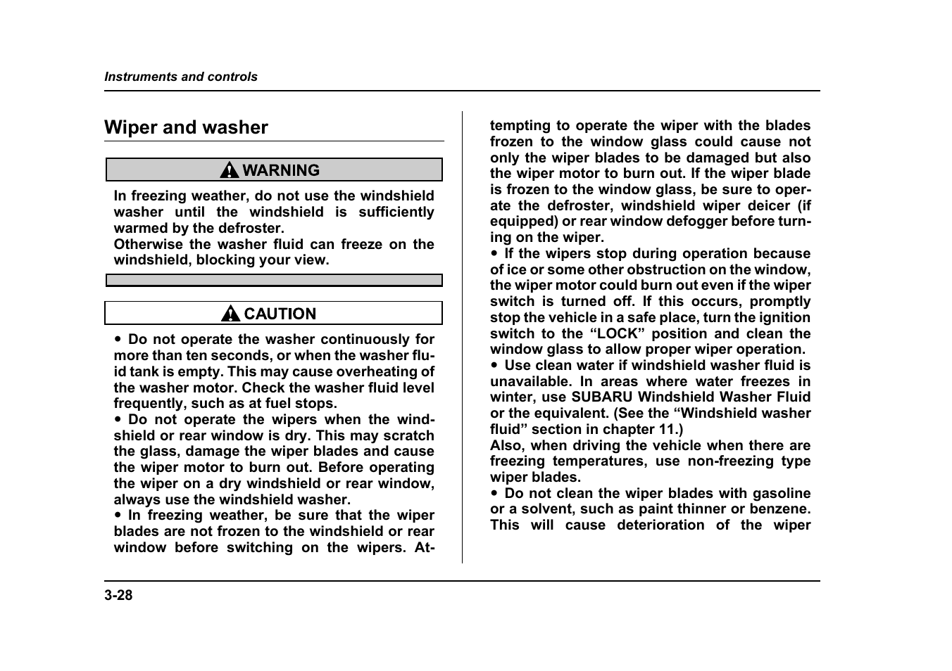 Wiper and washer | Subaru 2005 Forester 2.5X User Manual | Page 169 / 477